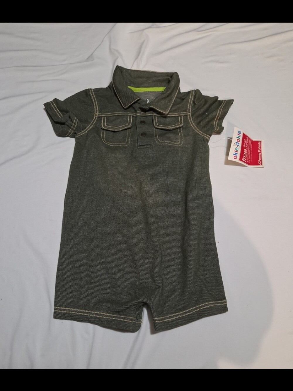 New okie dokie infant boy 24m green onesie #11